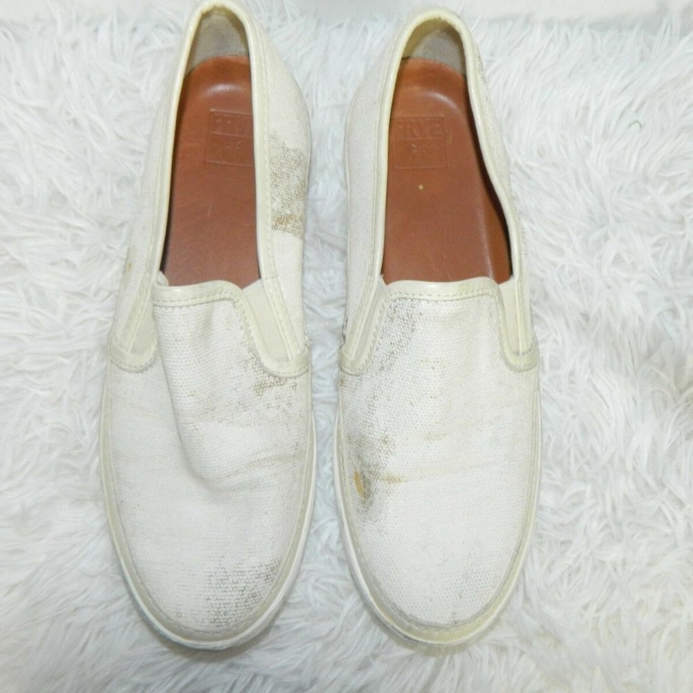 FRYE Sneakers Canvas Slip  White Distressed   7M 